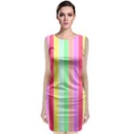 Pastel Rainbow Sorbet Deck Chair Stripes Sleeveless Velvet Midi Dress