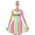 Pastel Rainbow Sorbet Deck Chair Stripes Velvet Skater Dress