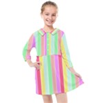 Pastel Rainbow Sorbet Deck Chair Stripes Kids  Quarter Sleeve Shirt Dress