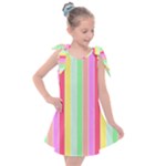 Pastel Rainbow Sorbet Deck Chair Stripes Kids  Tie Up Tunic Dress