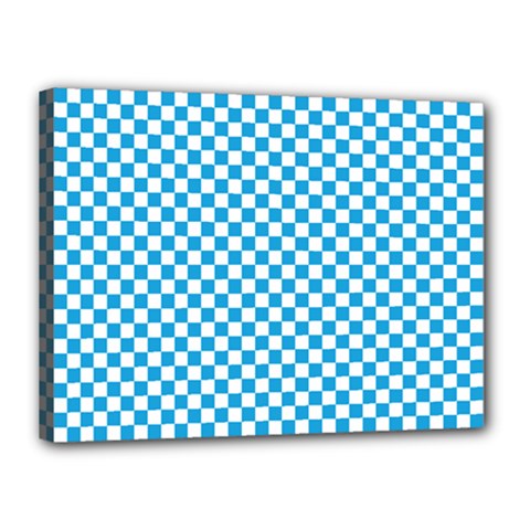 Oktoberfest Bavarian Blue And White Checkerboard Canvas 16  X 12  (stretched) by PodArtist