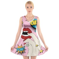 Pop Art   V-neck Sleeveless Dress