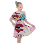 Pop Art   Kids  Shoulder Cutout Chiffon Dress