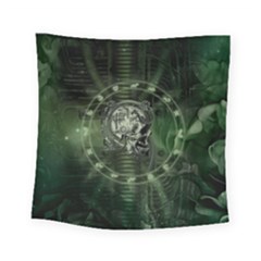Awesome Creepy Mechanical Skull Square Tapestry (small) by FantasyWorld7