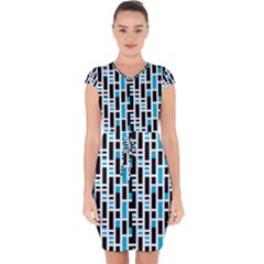 Linear Sequence Pattern Design Capsleeve Drawstring Dress  by dflcprintsclothing