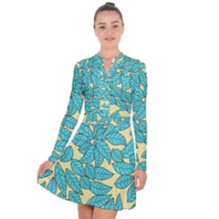 Leaves Dried Leaves Stamping Long Sleeve Panel Dress