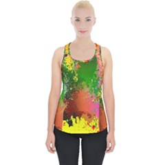 Embroidery Dab Color Spray Piece Up Tank Top by Sapixe
