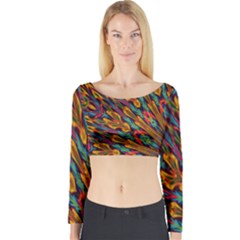 Background Abstract Texture Long Sleeve Crop Top