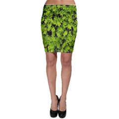 Green Hedge Texture Yew Plant Bush Leaf Bodycon Skirt by Sapixe