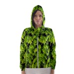 Green Hedge Texture Yew Plant Bush Leaf Hooded Windbreaker (Women)
