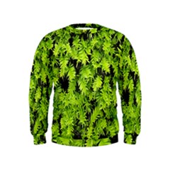 Green Hedge Texture Yew Plant Bush Leaf Kids  Sweatshirt by Sapixe
