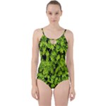 Green Hedge Texture Yew Plant Bush Leaf Cut Out Top Tankini Set