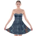 Blue denim pattern native american beads pattern by FlipStylez Designs Strapless Bra Top Dress View1