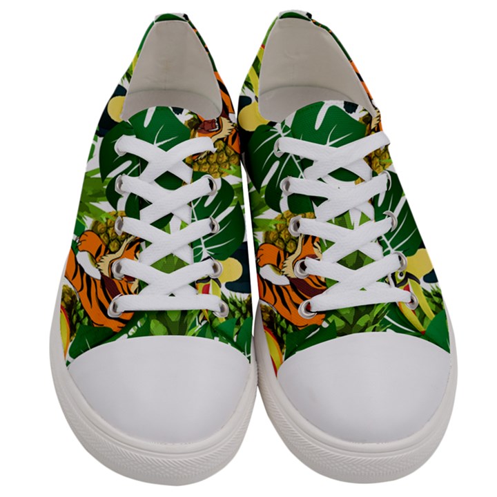 Tropical Pelican Tiger Jungle Women s Low Top Canvas Sneakers