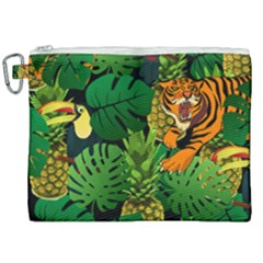 Tropical Pelican Tiger Jungle Black Canvas Cosmetic Bag (xxl) by snowwhitegirl