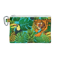Tropical Pelican Tiger Jungle Blue Canvas Cosmetic Bag (medium) by snowwhitegirl