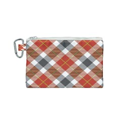 Smart Plaid Warm Colors Canvas Cosmetic Bag (small) by ImpressiveMoments