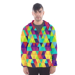 Bright Color Triangles Seamless Abstract Geometric Background Hooded Windbreaker (men)
