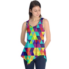 Bright Color Triangles Seamless Abstract Geometric Background Sleeveless Tunic