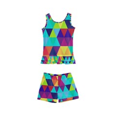 Bright Color Triangles Seamless Abstract Geometric Background Kid s Boyleg Swimsuit