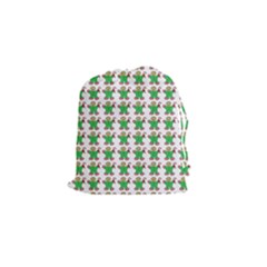 Gingerbread Men Seamless Green Background Drawstring Pouch (small)