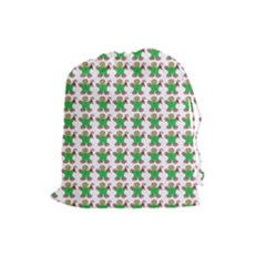 Gingerbread Men Seamless Green Background Drawstring Pouch (large)