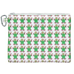 Gingerbread Men Seamless Green Background Canvas Cosmetic Bag (xxl) by Alisyart