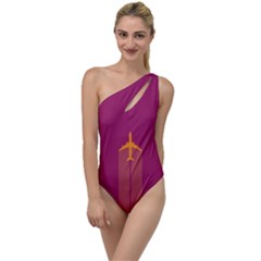 Airplane Jet Yellow Flying Wings To One Side Swimsuit by Nexatart
