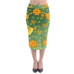 Background Design Texture Tulips Midi Pencil Skirt