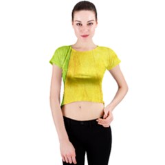 Green Yellow Leaf Texture Leaves Crew Neck Crop Top by Alisyart