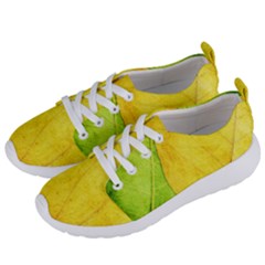 Green Yellow Leaf Texture Leaves Women s Lightweight Sports Shoes