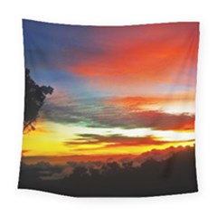 Sunset Mountain Indonesia Adventure Square Tapestry (large) by Nexatart