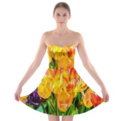 Festival Of Tulip Flowers Strapless Bra Top Dress by FunnyCow