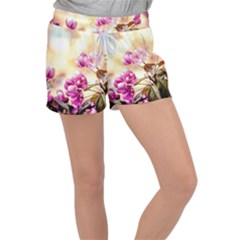 Paradise Apple Blossoms Women s Velour Lounge Shorts by FunnyCow