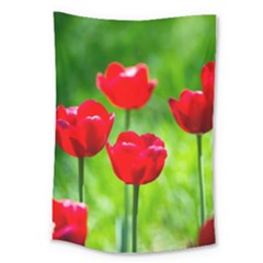 Red Tulip Flowers, Sunny Day Large Tapestry by FunnyCow