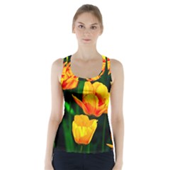 Yellow Orange Tulip Flowers Racer Back Sports Top by FunnyCow