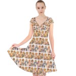 Victorian Girl Labels Cap Sleeve Front Wrap Midi Dress
