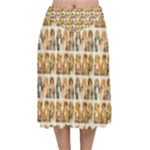 Victorian Girl Labels Velvet Flared Midi Skirt