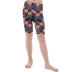 Heavy Metal Meets Power Of The Big Flower Kids  Mid Length Swim Shorts by pepitasart