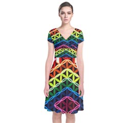 Hamsa Short Sleeve Front Wrap Dress by CruxMagic