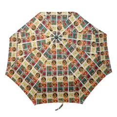 Victorian Fruit Labels Folding Umbrellas by snowwhitegirl