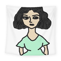 Angry Girl Square Tapestry (large)