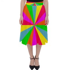 Neon Rainbow Burst Classic Midi Skirt by PodArtist