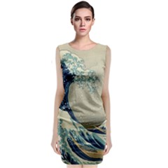The Classic Japanese Great Wave Off Kanagawa By Hokusai Sleeveless Velvet Midi Dress by PodArtist
