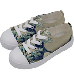 The Classic Japanese Great Wave Off Kanagawa By Hokusai Kids  Low Top Canvas Sneakers by PodArtist