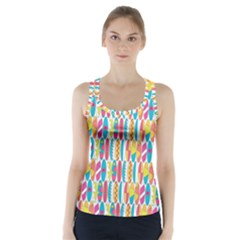 Rainbow Colored Waikiki Surfboards  Racer Back Sports Top by PodArtist