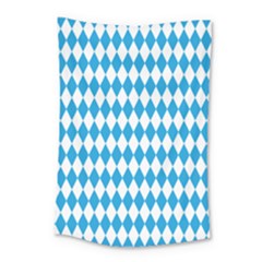 Oktoberfest Bavarian Blue And White Large Diagonal Diamond Pattern Small Tapestry by PodArtist