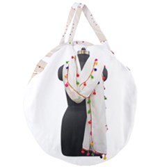 Indiahandycrfats Women Fashion White Dupatta With Multicolour Pompom All Four Sides For Girls/women Giant Round Zipper Tote by Indianhandycrafts
