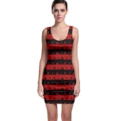 Blood Red And Black Halloween Nightmare Stripes  Bodycon Dress by PodArtist