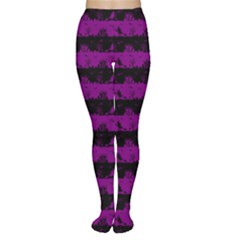Zombie Purple And Black Halloween Nightmare Stripes  Tights by PodArtist